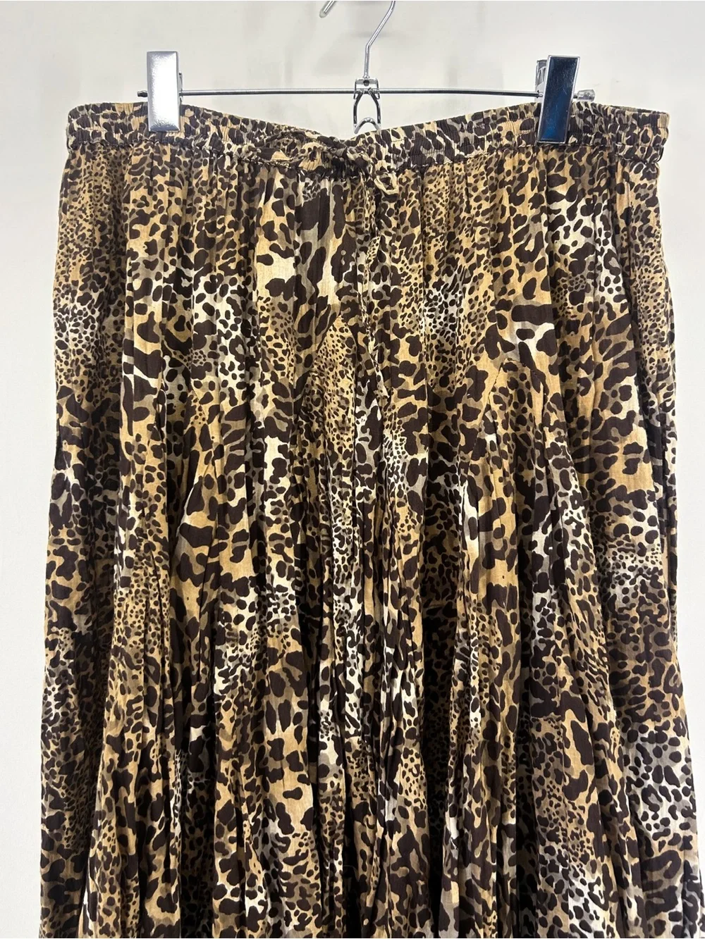 Y2K Grace Elements Leopard Animal Print Full Flowy Cotton Maxi Skirt XL